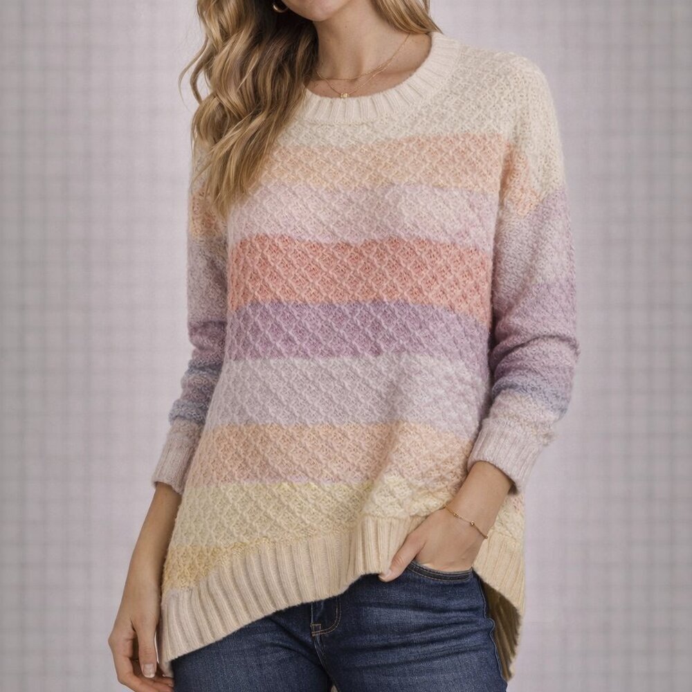 American Eagle Sweater Pastel Colored Striped Pink Purple Sz L